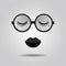 Hipster lady lips and big trendy circle sunglasses with closed eyes icon