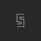 Hipster letter S logo monogram mockup, thin parallel lines geometric shape, black and white emblem