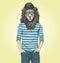 Hipster Lion Vector Illustration