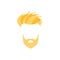 Hipster Male Hair and Facial Style With Full Blond Beard Side Fringe