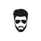 Hipster man beard face with glasses icon in flat. Vector modern sketch