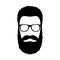 Hipster man icon. Hairstyle, beard and glasses in flat style.