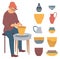 Hipster Man Making Pots From Clay Pottery Hobby