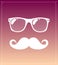 Hipster man style graphic elements, glasses and mustaches. illustration background