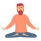 Hipster meditation icon cartoon vector. Happy calm