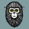 Hipster monkey with yellow sunglasses
