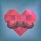 Hipster Moustache on Heart Background