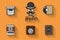 Hipster with mustache. Hipster icon theme vintage set