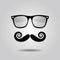 Hipster mustache and sunglasses icons