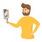 Hipster narcissism icon, cartoon style