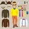 Hipster Paper Doll Man Fashion