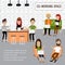 Hipster people working in the co-working space infographics