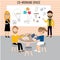 Hipster people working in the co-working space infographics