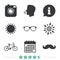 Hipster photo camera icon. Glasses symbol.