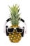 Hipster pineapple with sunglasses and headphones isolated on white