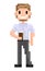 Hipster Pixel Character With Cup of Coffee Vector