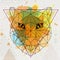 Hipster polygonal animal cheetah on watercolor background