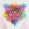 Hipster polygonal bird owl on watercolor background