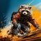 hipster raccoon riding skateboard AI generated