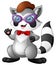 Hipster raccoon wearing bow tie and glasses