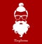 Hipster Santa Claus, Party, Greeting Card, Banner, Sticker, Hipster Style. Topknot Hairstyle.