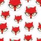 Hipster seamless pattern with red lady fox.