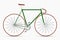 Hipster single speed bike in green and brown colors. City bicycle