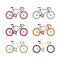 Hipster single speed bikes set. City bicycles with fixed gear.