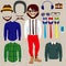 Hipster Smiling Paper Doll Man