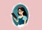 Hipster Snow White Reading a Book Vector Illustration