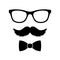 Hipster Style Set Bowtie, Glasses and Mustaches.