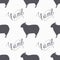 Hipster style sheep seamless pattern. Lamb meat hand lettering