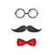 Hipster symbolic of a man face, glasses, mustache and bow-tie, i