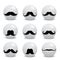 Hipster white smilies with mustache