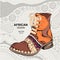 Hipster youth shoes. Ethnic boot. African design. Vector illustration