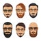 Hipsters bearded men with different hairstyles, mustaches, beard