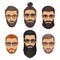 Hipsters bearded men with different hairstyles mustaches beards