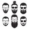 Hipsters bearded men with different hairstyles mustaches beards