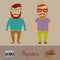 Hipsters character design. Two hipster style young mens. Vector illustration.