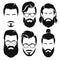 Hipsters men faces collection. Vector illustration.