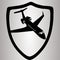 Hiqh quality shield with airplain in suit pictogram icon for web