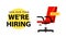 We hire ad vector concept. Hiring job chair recruit office vacancy ceo banner design