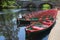 Hire boats & bridge, river Nidd, Knaresborough, UK