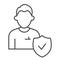 Hired employee or candidate thin line icon. Approved person and verified emblem symbol, outline style pictogram on white