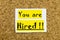 Hired interview career work employment recruitment job opportunity cutout