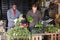 Hired workers work in the vegetable storehouse