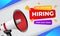 We are hiring banner with megaphone. Join our team