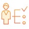 Hiring candidate flat icon. Man with tick orange icons in trendy flat style. Specialist gradient style design, designed