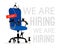 Hiring concept with office chair. Hire professional people searching employee candidates for business career, staff