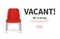 Hiring concept. Red vacant chair. Vector job recruiting web banner. Vacant place vacancy illustration